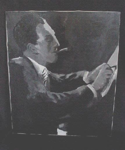 Vintage Painting Of George Gershwin Cigar At Piano Paintings