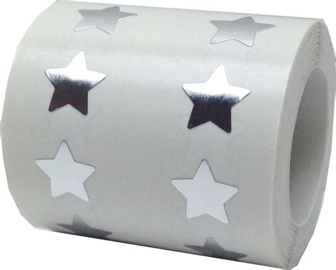 Shiny Silver Star Stickers 13 Mm 12 Inch Wide 1000 Labels On A Roll