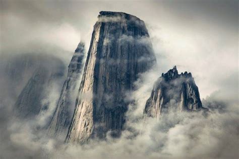 Nature Landscape Mountain Clouds Mist Cliff Vertical