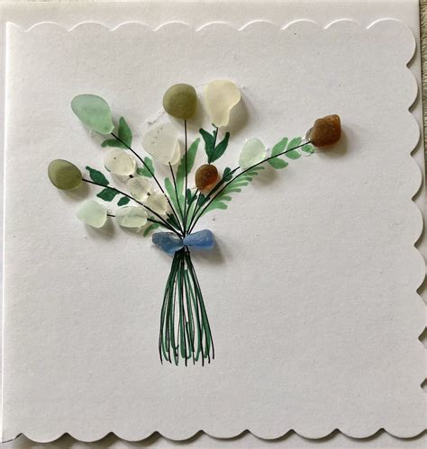 Sea Glass Bunch Of Flowers Card In 2021 Sea Glass Crafts Sea Glass