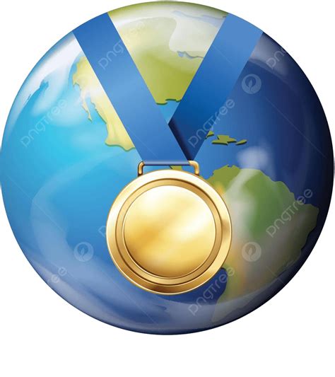 Gold Medal On Earth Coin Object Winning Vector Coin Object Winning