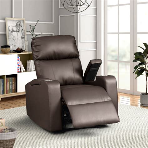 Push back recliner manual armchair with medieval style accent chair for living room, bedroom, home office. Modern Terry Collection, Upholstered Faux Leather with ...