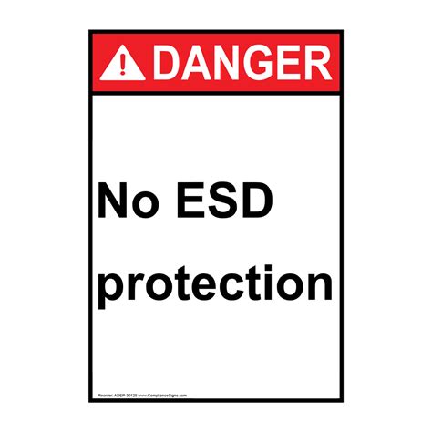 Portrait Ansi Attention Esd Protected Sign With Symbol Acep 30254