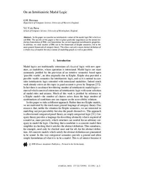 (PDF) On an Intuitionistic Modal Logic | Valeria de Paiva ...