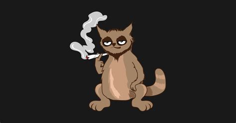 Funny Thug Cat Standing In 2 Feet Proudly Smoking A Joint With A Nasty