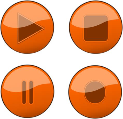 Orange Player Buttons Vector Graphics Public Domain Vectors