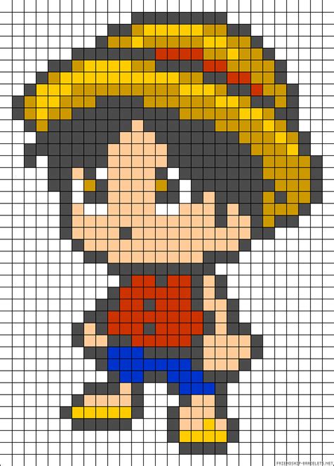 Chibi Luffy One Piece Perler Bead Pattern Pixel Art Grid Pixel Art
