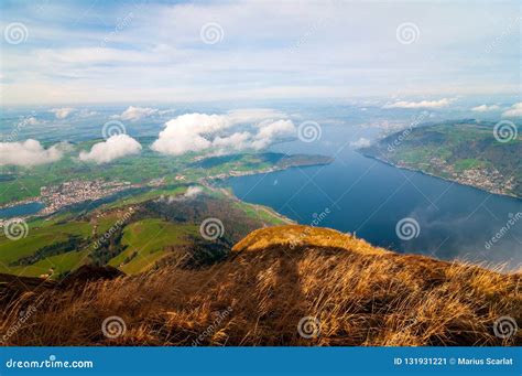 Lake Zug Seen From Rigi Mountain Switzerland Stock Image Image Of
