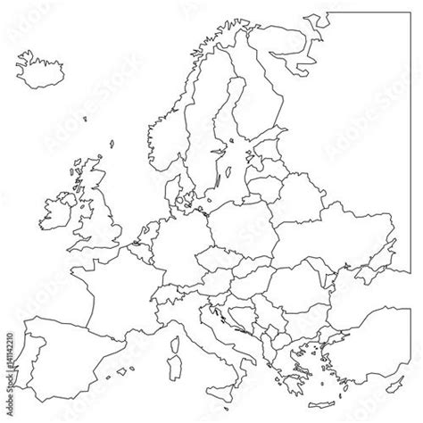 An Outline Map Of Europe With The Country Names And Their Capital