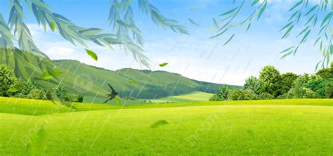 Small Fresh Green Grassland Poster Background Material Small Fresh