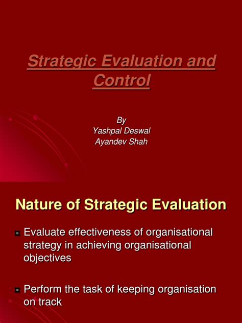 6895776 Strategic Evaluation And Controlppt Strategic Management