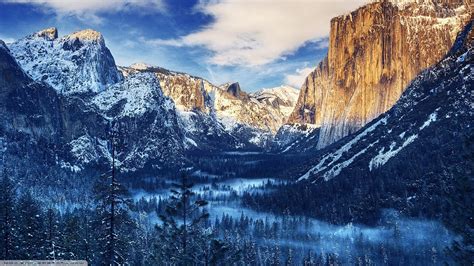 Yosemite National Park Snow Mountains Nature Wallpapers