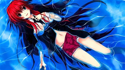 Fondos De Pantalla Ilustración Pelirrojo Pelo Largo Anime Chicas Anime Ojos Azules