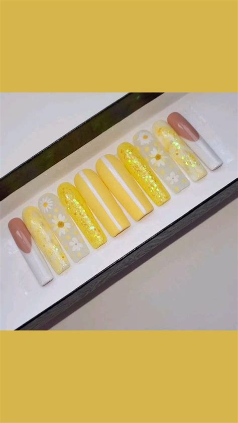 Pastel Yellow Spring Daisy Nails Salon Quality Sturdy Gel Press Ons