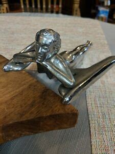 Vintage Chrome Flying Lady Nude Nash Hood Ornament Goddess Mascot Ebay