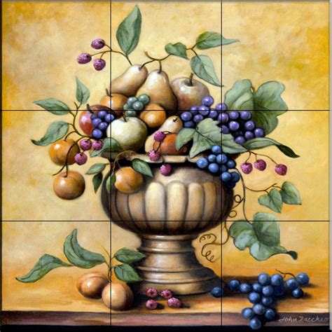 Tile Mural Fruit Bowl By John Zaccheo Farmhouse Tile Murals By