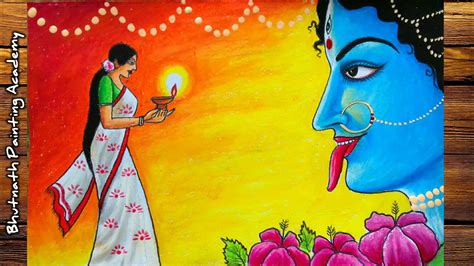 Diwali Drawingmaa Kali Painting Youtube