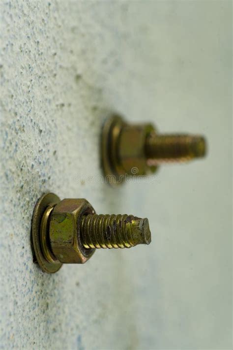 Steel Hex Bolt And Nut On The Concrete Wall Stock Photo Image Of Iron
