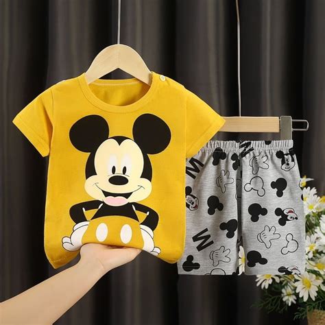Brand Designer Cartoon Clothing Mickey Mouse Baby Boy Summer Clothes T