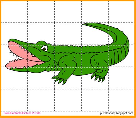 Free Puzzle Game Printable Alligator Picture Puzzle