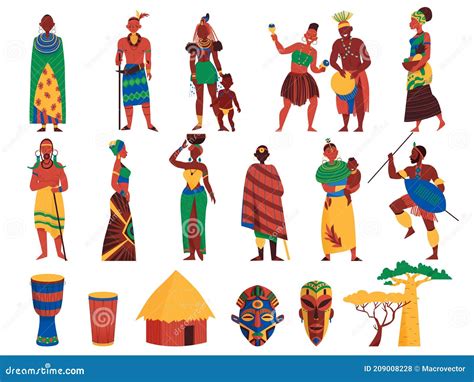 African Culture Icons Collection Stock Vector Illustration Of