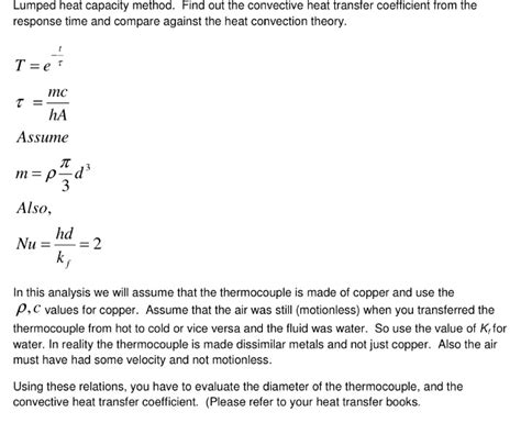 Solved Lumped Heat Capacity Method Find Out The Convective Chegg Com
