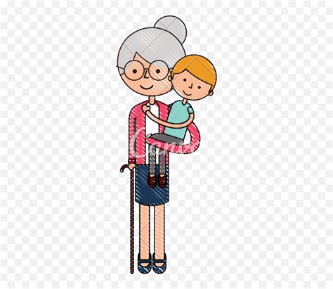 Cute Grandmother With Grandson Avatar Cartoon Emojiemoji Grandmother