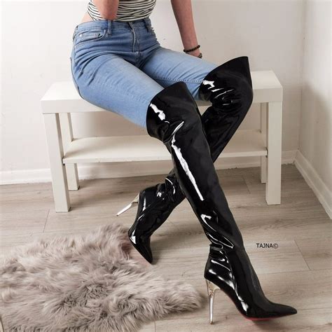 Pointy Nose Black Patent Knee High Boots Knee High Boots High Boots Black Patent Oxfords