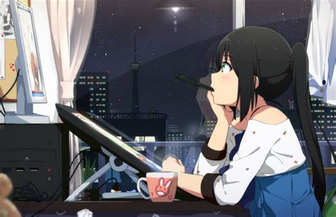 19 Wallpaper Anime Girl With Computer