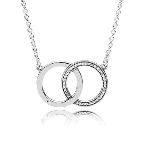 New 925 Sterling Silver Necklace Logo Signature Two Interlocking