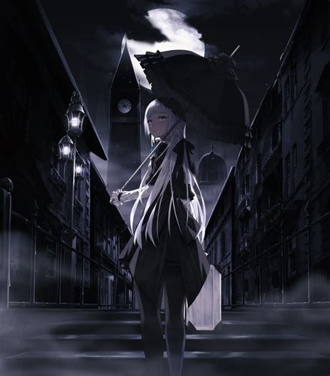 Wallpaper Anime Girl Umbrella Dark White Hair Umbrella Wallpapermaiden