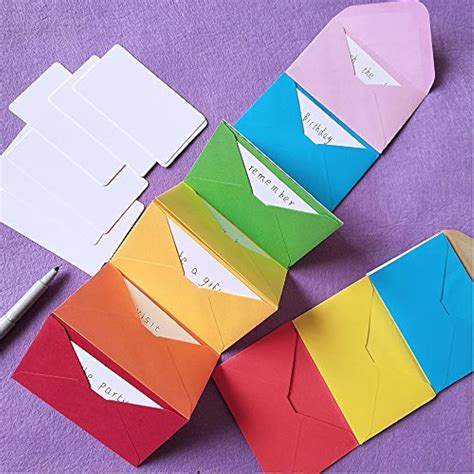 140 Sets Colorful Mini Envelopes With White Blank Business Cards Note
