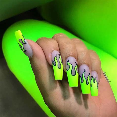 20 Flame Nail Ideas The Newest Summer Manicure Trend Fashionre Neon