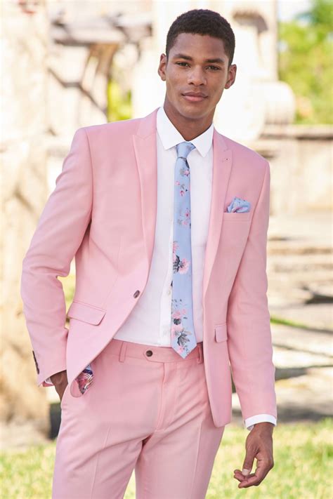 Mens Next Pink Skinny Fit Suit Trousers Pink Pink Suit Men Prom