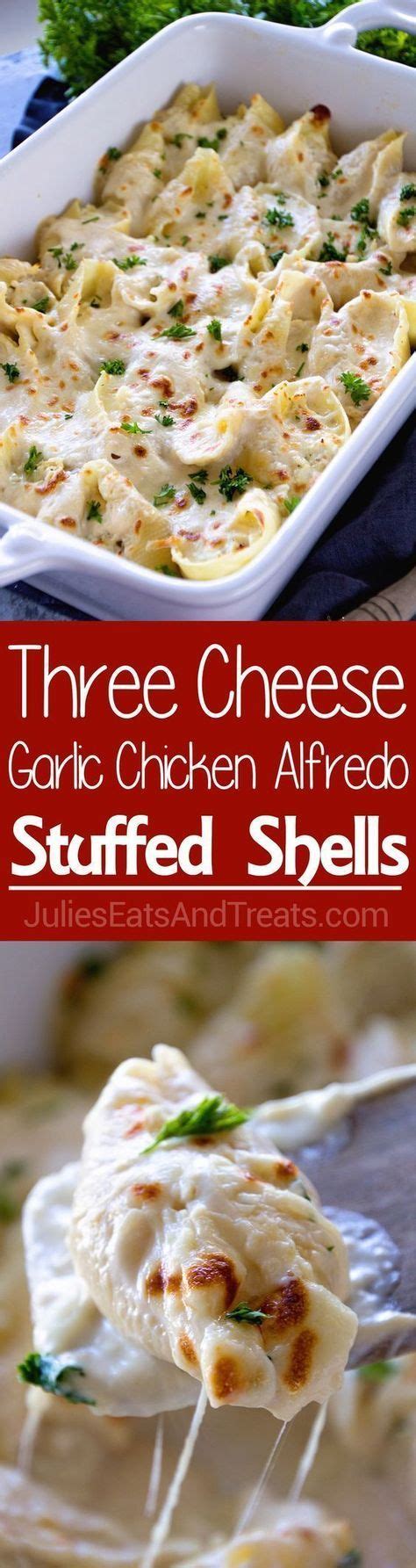 Chicken Alfredo Stuffed Shells Recipe ~ Jumbo Pasta Shells Stuffed With