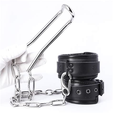 Bdsm Encased Pain Free Male Humbler Balls Stretcher With Leather Ankle Cuffs Bdsm Ball Crusher