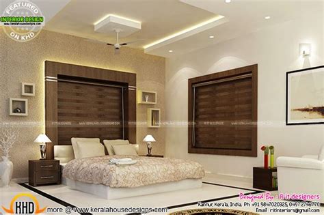 Bifurcated Stair Bedroom Kitchen Interiors Kerala Home Design And