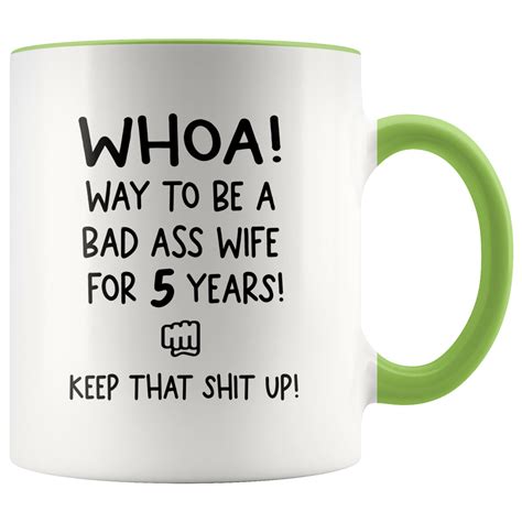Whoa Bad Ass Wife For 5 Years Mug 5th Anniversary T For Etsy