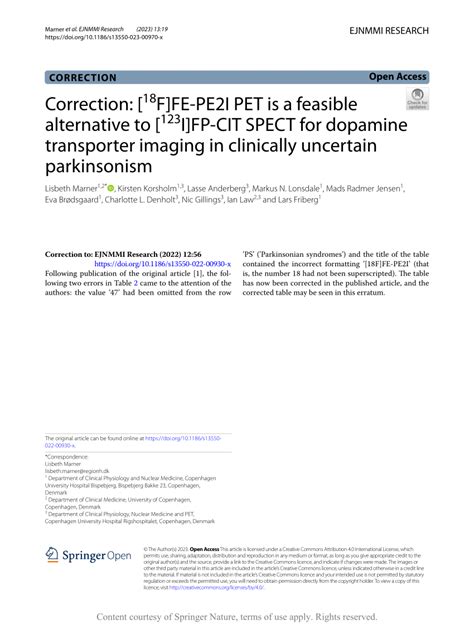 Pdf Correction F Fe Pe2i Pet Is A Feasible Alternative To I Fp Cit