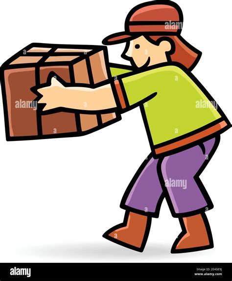 Young Delivery Man Or Delivery Boy Carrying A Big Box Or Parcel Vector