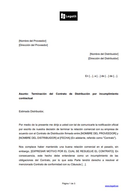 Modelo Carta Burofax Terminación Contrato Distribución