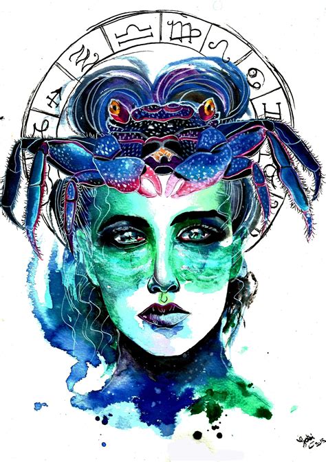 Zodiac Sign Cancerart By Gabi Xavier My Watercolours Pinterest