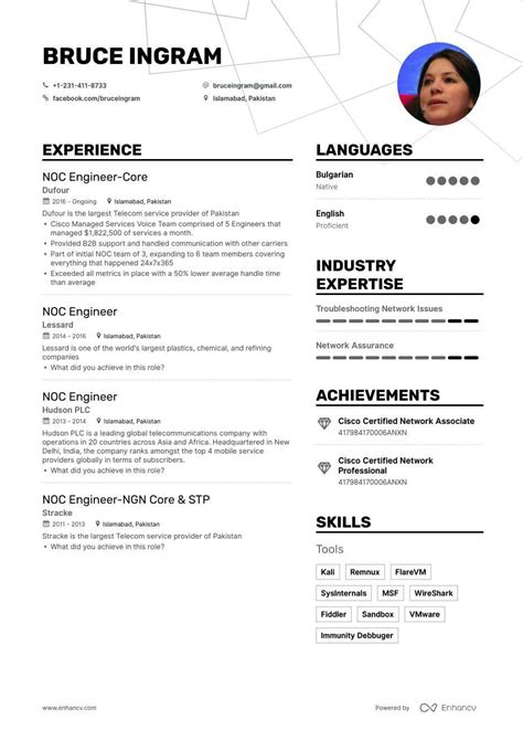 Objective innovative and brilliant software engineer with the following skills: DOWNLOAD: Noc Engineer Resume Example for 2020 | Enhancv.com