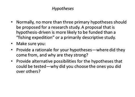 This is something to attempt to disprove or discredit. What is hypothesis in research proposal