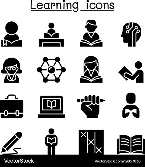 Study Learning Education Icon Set Graphic Design Vector Image