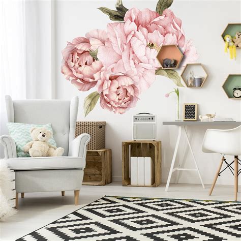 Any deeper and you'll get foliage but not flowers. Flower Wall Decals Set of 3 Pink Peonies and Leaves | Etsy ...