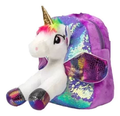 Mochila Unicornio Regalo Para Niña Infantil Backpack Peluche Meses