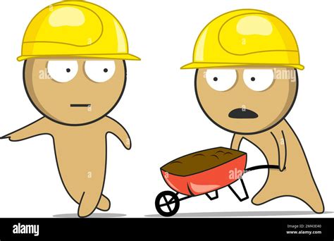 Construction Worker With A Wheelbarrow Stock Vector Image And Art Alamy