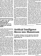 Artificial Intelligence Moves into Mainstream | Science