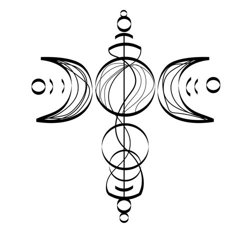 Triple Moon Pagan Wicca Moon Goddess Symbolhand Drawn Geometric